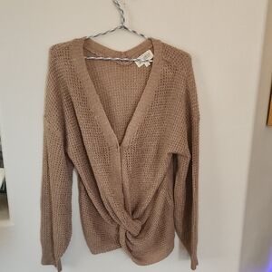 Sweet Wanderer Knitted Tan Cardigan